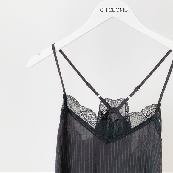 CHICBOMB Tops - BLACK PINSTRIPE LACE Camisole